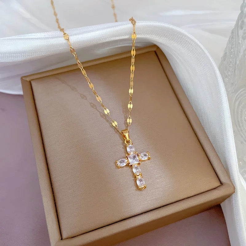 Gold Plated Cross Pendant Necklace for Women