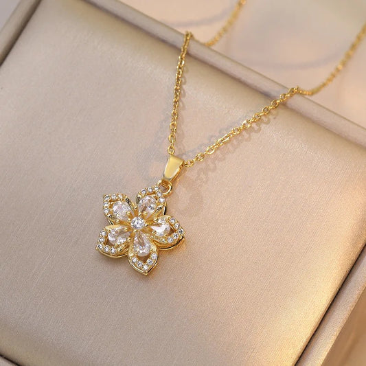 360°Rotation Creative Colorful Five Petal Flower Pendant