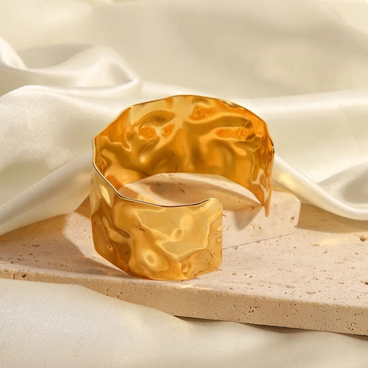 18k Gold Chunky Cuff Bangles for Women